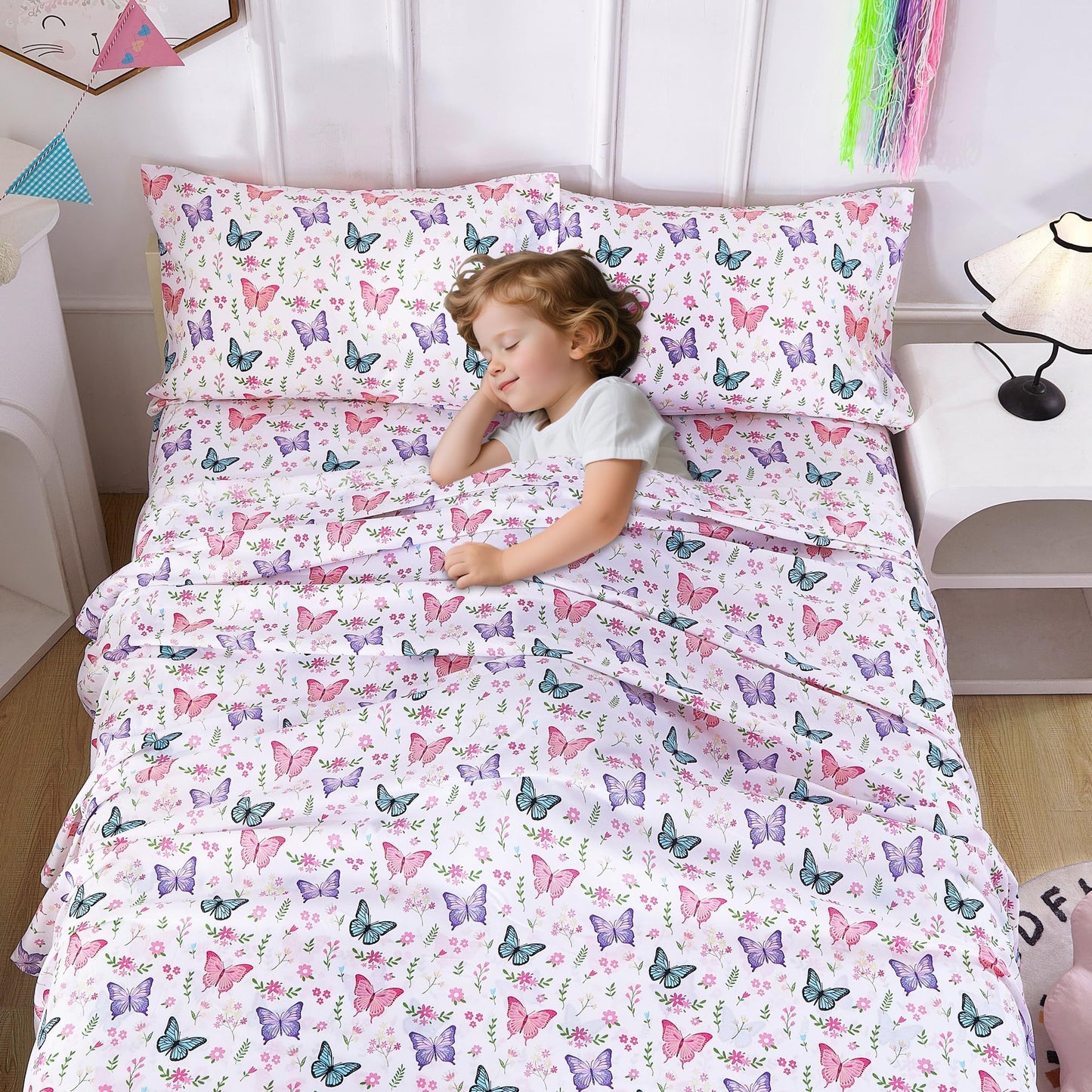 Softan Kids Bed Sheet Set, 4-Piece Full Size Sheets, Microfiber Fitted Sheet with 15 Inches Deep Pocket and Corner Straps, Breathable & Silky Soft Excavator Car Pattern Sheet and Pillowcase Sets