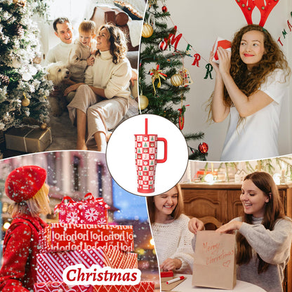 winiwo Christmas Gifts for Women Mom Daughters, Christmas Tumbler with Handle and Straw 40 oz for Friends Girls, Stainless Steel Travel Mug, Iced Tea or Coffee, Available Gift Wrapping