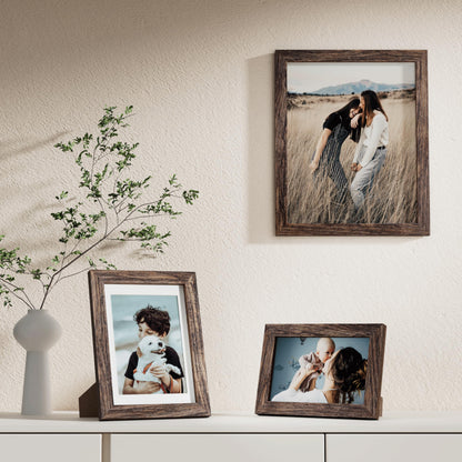 Vittanly 10 Pack Picture Frames Collage Wall Decor, Gallery Wall Frame Set for Wall or Tabletop Display, Engineered Wood and Shatter-resistant Plexiglass, Multi Sizes with 8x10, 5x7, 4x6 Frames, Brown