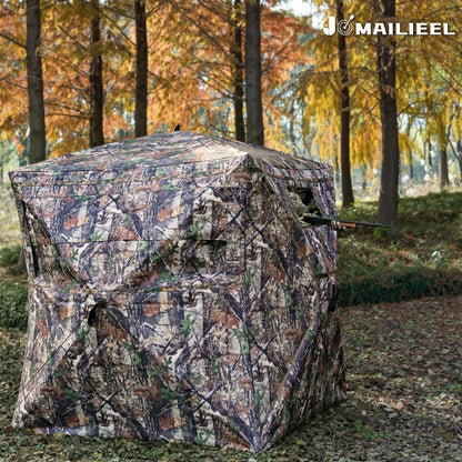 JOMAILIEEL 360 Degree See Through Ground Blinds for Deer and Turkey, Pop Up Deer Blind with Double Doors, Portable Carry Bag and Quiet- Fast Setup