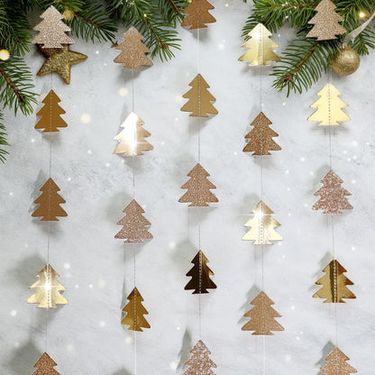 Cheerland Champagne Gold Tree Garland for Hanging Christmas Decorations Baby Shower Woodland Theme Party Decoration Christmas Streamers Backdrop Tree Garland Decor for Birthday Party New Year