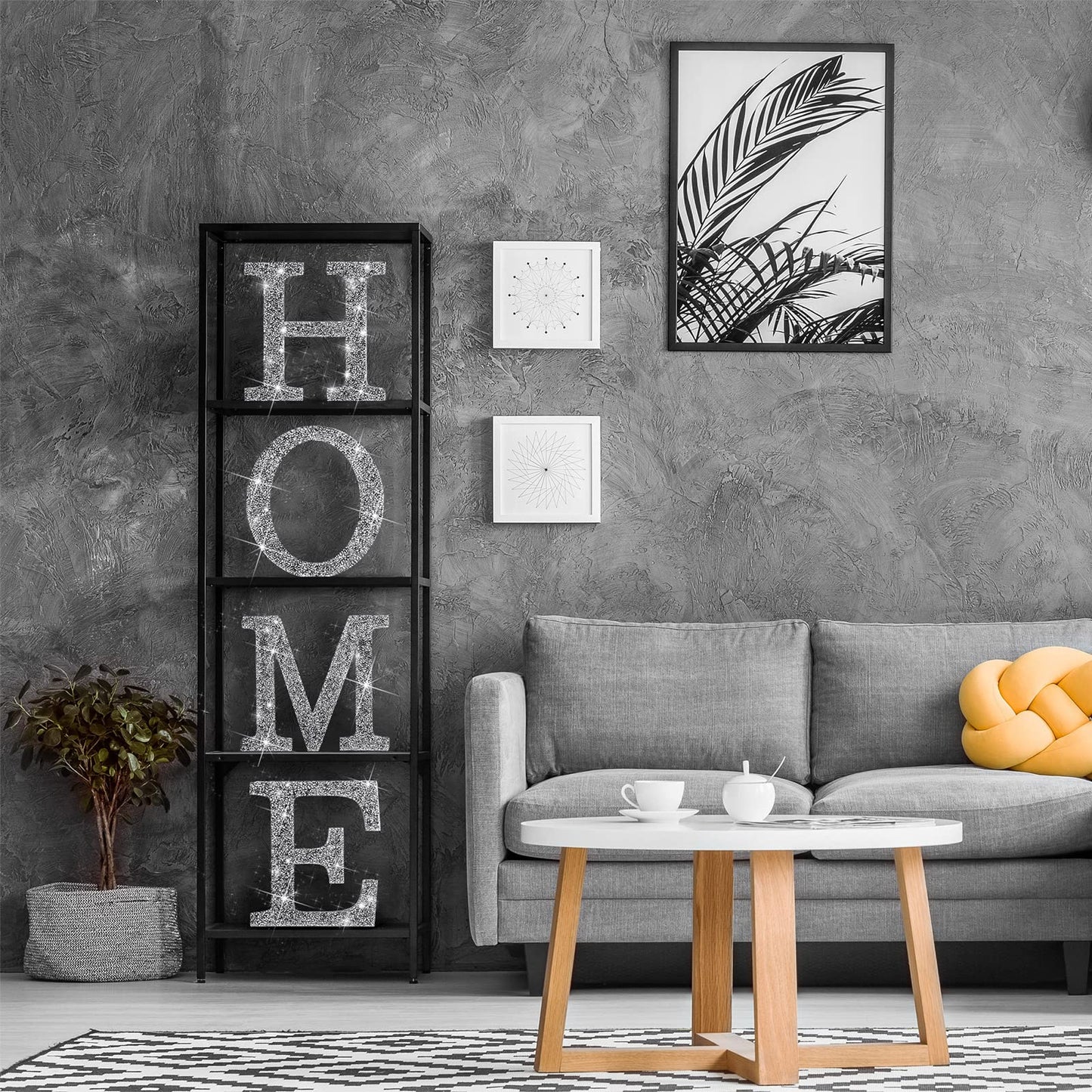 Jetec 4 Pcs Love Home Sign Large Crystal Diamond Letters Shiny Letters Decor Crystal Rhinestone Bling Silver Room Decor Wooden Love/Home Table Topper Wall Art Gift for Bedroom