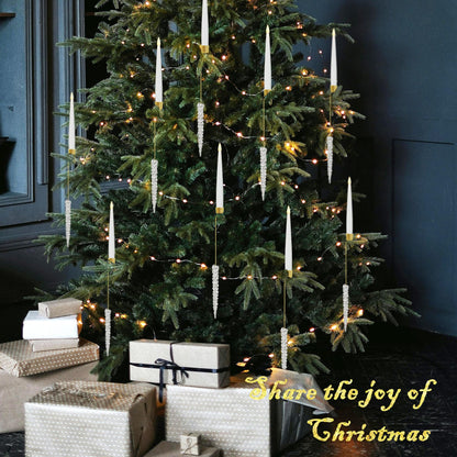 JOIONE Flameless Christmas Tree Candles with Remote, 12 Pack Battery Operated LED Candles for Christmas Tree Flickering Flame for Xmas Indoor Decor - Acrylic Icicles Hook