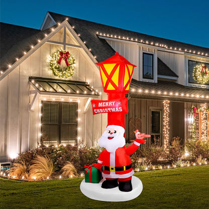 ZaaYee 8FT Christmas Inflatable Yard Decoration, Giant Blow Up Lighthouse with Santa and Redbird with Built-in LED Lights for Front Door Lawn Garden Holiday Display Indoor Outdoor Decor
