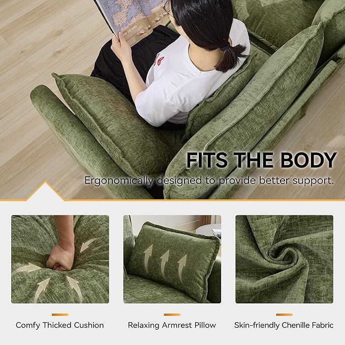 111'' Sectional Cloud Deep Seat Couch, Modern Comfy Chenille Modular Sectional