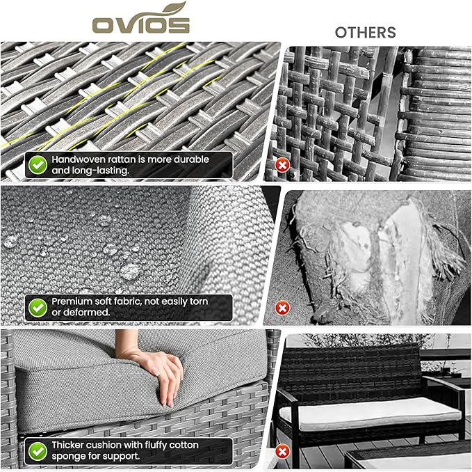 ovios 2-Piece Patio Furniture Set, Outdoor Wicker Sofa