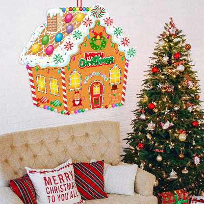 WovWeave DIY Felt Christmas Gingerbread House 3.1 x 2.9 ft with 28 Detachable Ornaments Christmas Crafts Gingerbread House Kit Xmas Gifts for Winter Holiday Party Home Door Wall Hanging Decorations