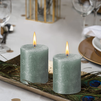 BOLSIUS Oxid Blue Shimmer Metallic Pillar Candles 4 Pack - 2.75 X 3.25 Inches - Premium European Quality - Includes Natural Plant-Based Wax - Unscented Dripless Smokeless 35 Hour Wedding Candles
