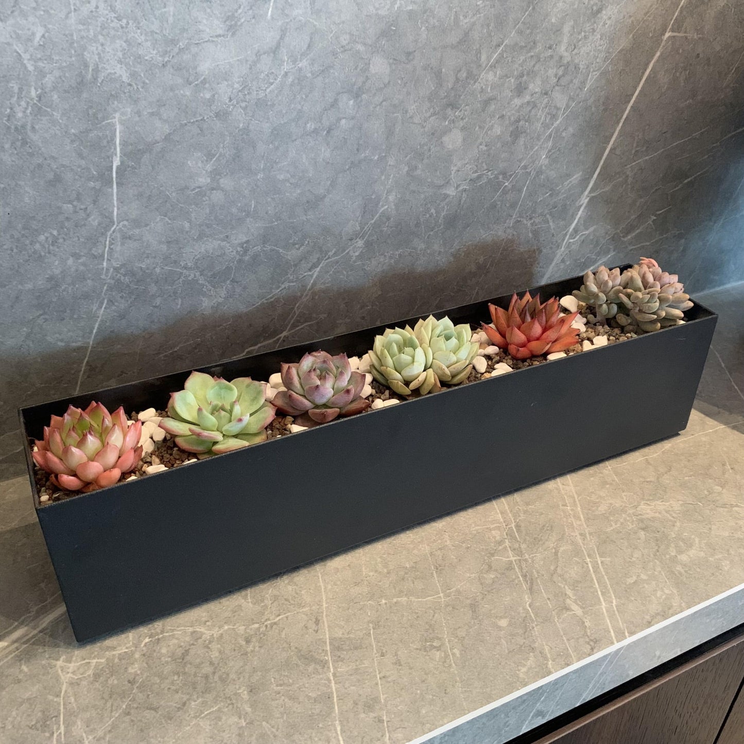 PSOIRGCNH Modern Metal Steel Trough Planter - Rectangle Black Planters for Indoor - 16" Window Sill Planters - Table or Window Boxes Planter - Windowsill Herb(1pc Short Black)
