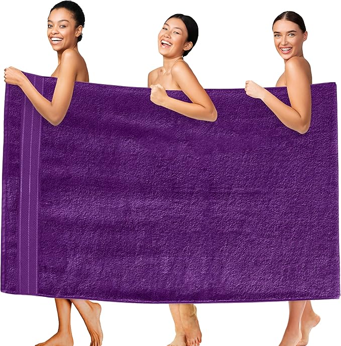 Elegant Comfort Three Line Popcorn Extra Large Luxury Bath Towel