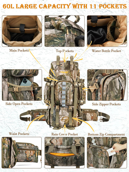 NEW VIEW 60L Hunting Backpacks & Hand Muff for Hunting