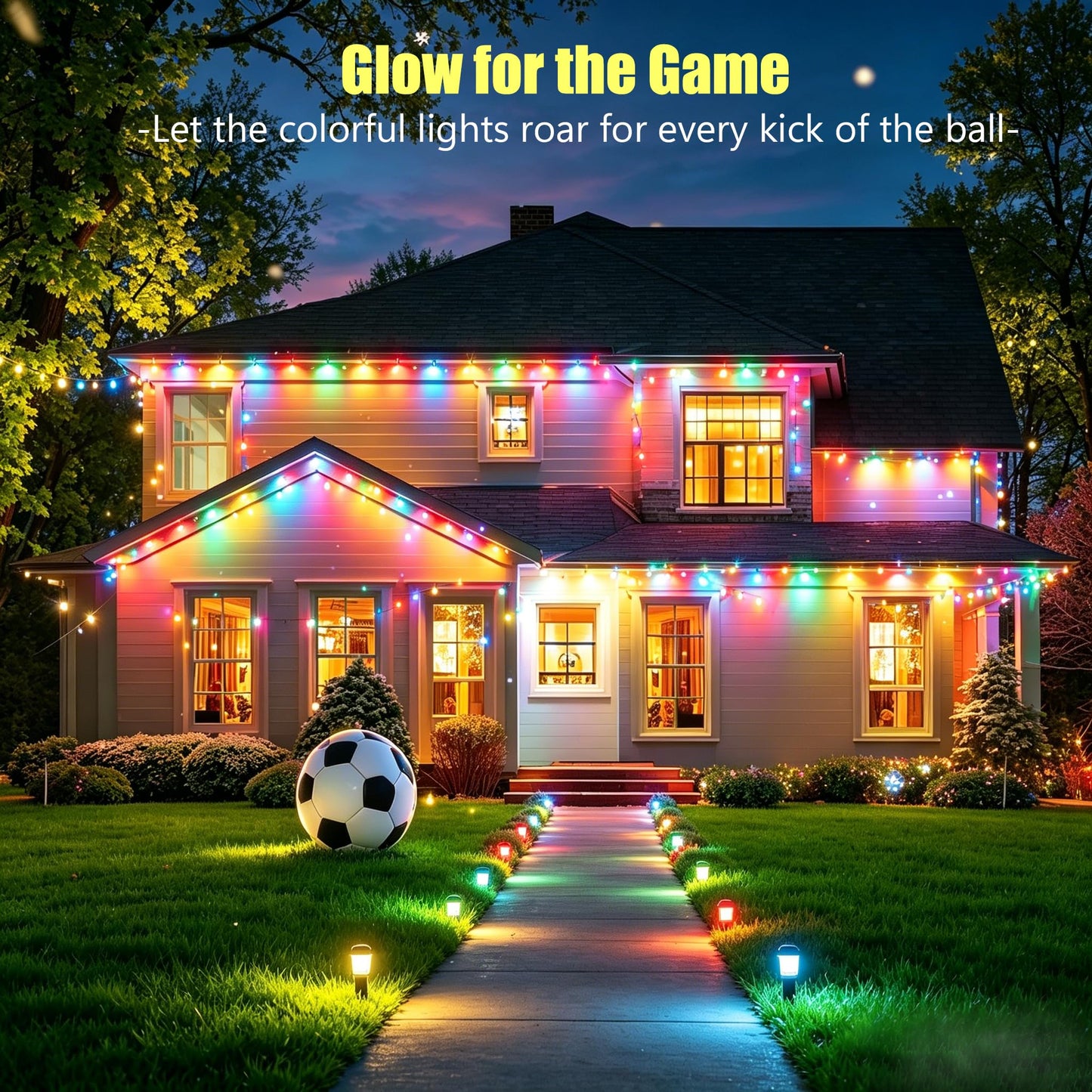 100ft Permanent Outdoor Lights, RGB+IC IP67 Waterproof Smart LED Lights with App/Remote for Daily, Christmas, New Year, Halloween, Holiday, Party Decor, Valentine's Day Christmas Lights Outdoor