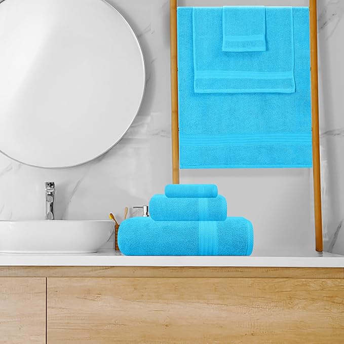 GLAMBURG Ultra Soft 8-Piece Towel Set -100% Pure Ringspun Cotton, Contains 2