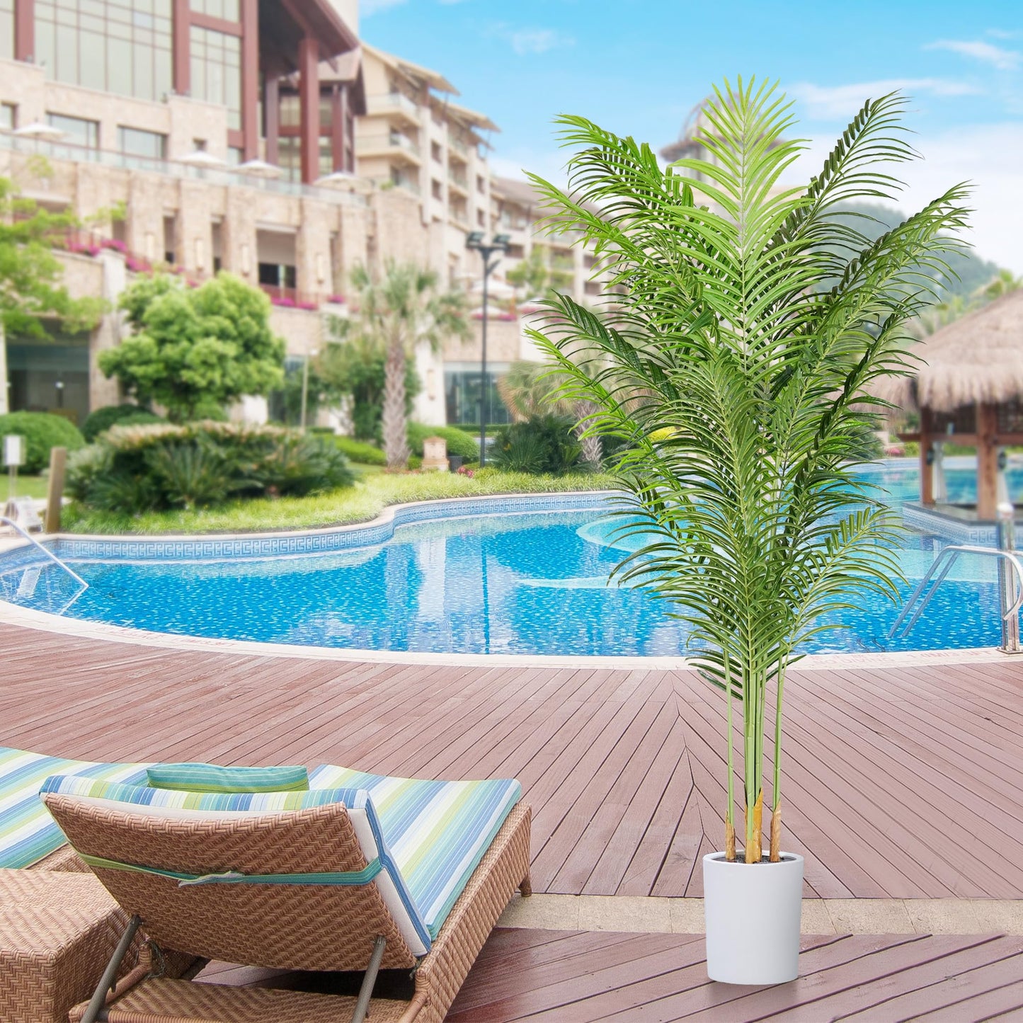 ProDeco Faux Palm Tree 6.6Ft Tall Artificial Plants Indoor Silk Green Floor Big Large Fake Potted Plant Artificial Decor for Home Office Living Room Outdoor