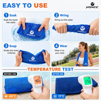 YQXCC 4 Pack Cooling Towels 40"x12", Cool Ice Towels for Neck & Face, Microfiber Soft Breathable Cool Rags for Gym Yoga Golf Running Camping Hot Weather