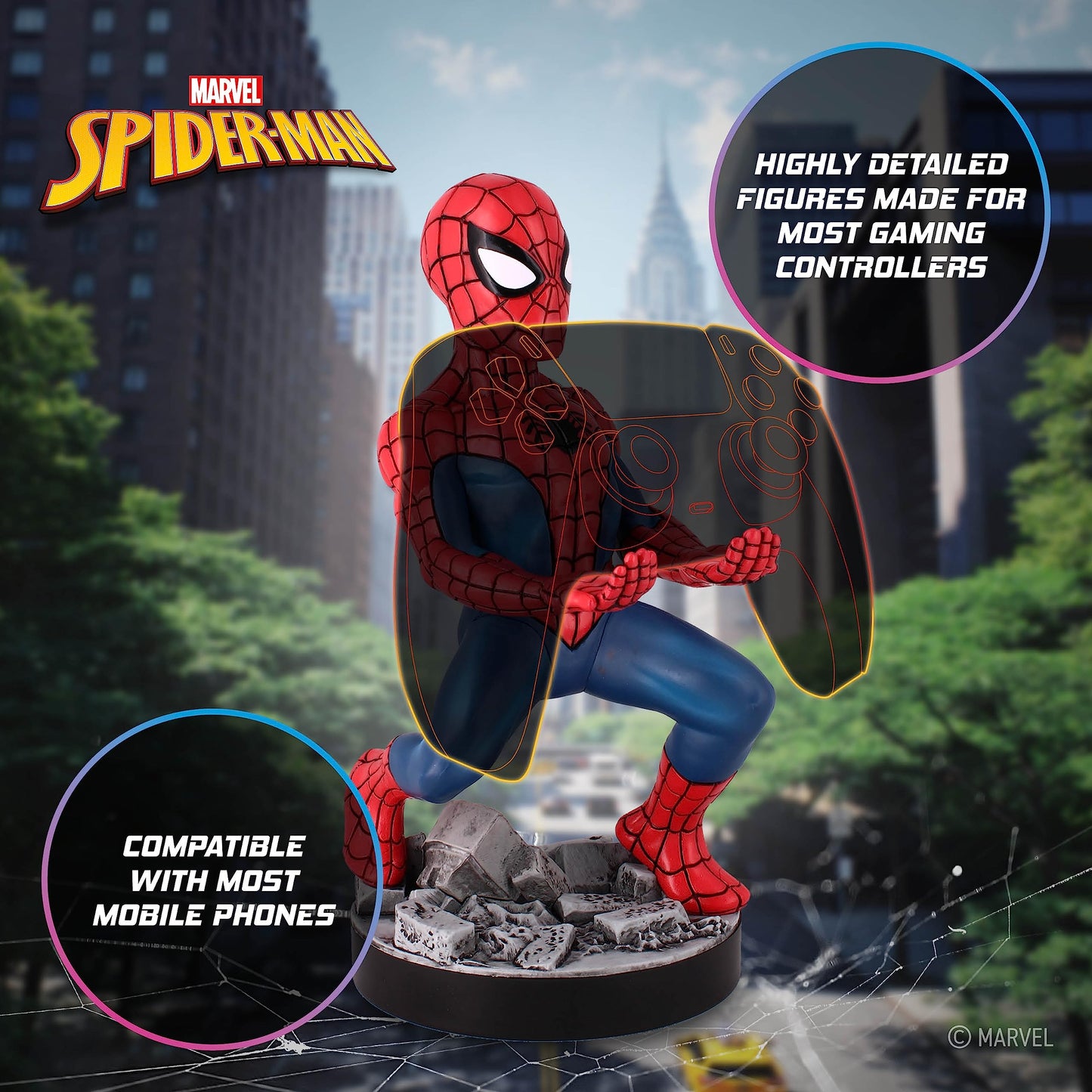 Cableguys Marvel The Amazing Spider-Man Controller Holder & Phone Stand - Gaming Accessories for Room and Desk Setup, Holder Compatible with Xbox, PlayStation & Most Standard Game Controllers