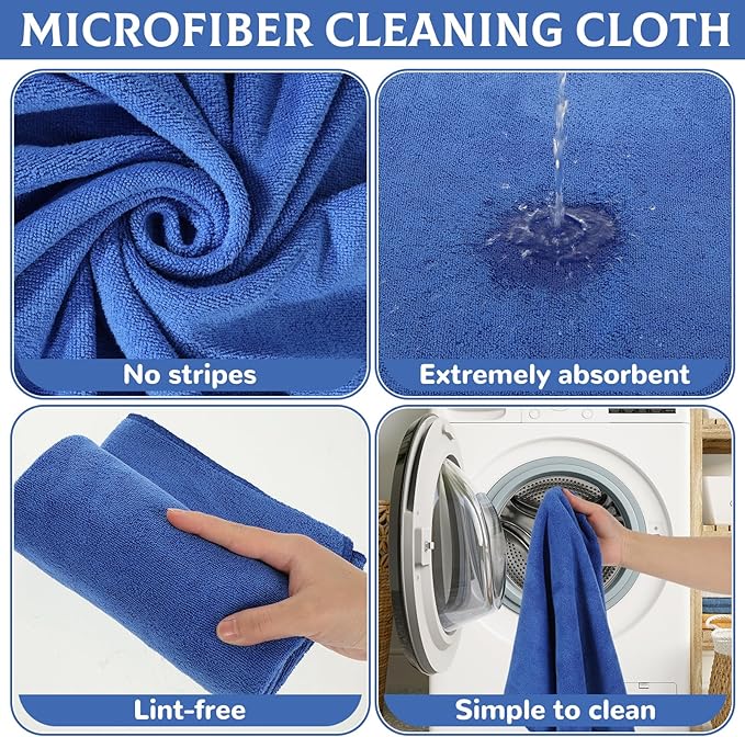 6 Pcs Extra Large Microfiber Cleaning Cloth Reusable Microfiber Towels Thick