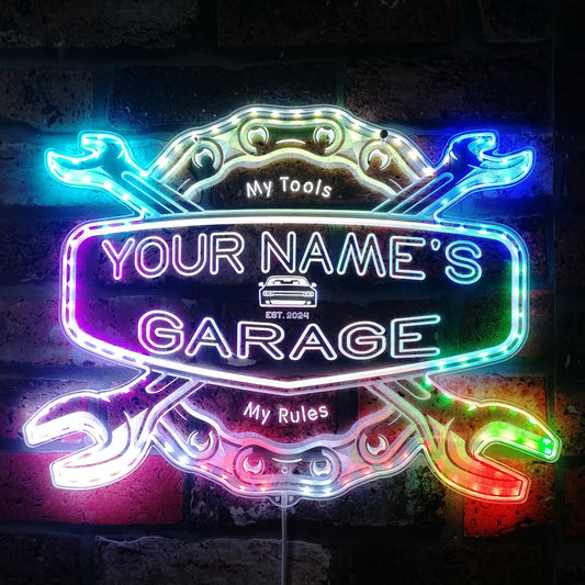 ADVPRO Personalized Your Name Garage Man Cave RGB Dynamic Glam LED Sign - Cut-to-Edge Shape - Smart 3D Decoration - Multicolor Signage st06s64-fnd-pp1-tm-c
