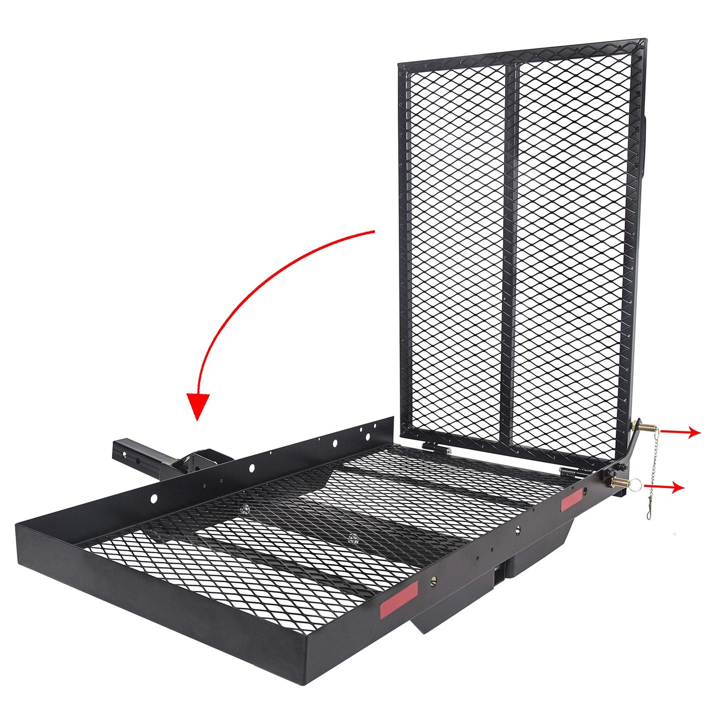 ECOTRIC 46.2 X 26.8 X 38.7 Inch Hitch Cargo Carrier W/Ramp Foldable 500 Lbs Trailer Hitch Mount Steel Wheelchair Carrier Mobility Scooter Ramp 2" Hitch Receiver for Snow Blower SUV Truck Van Car