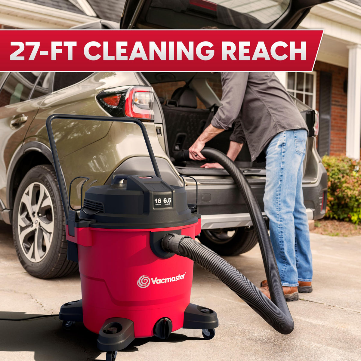 Vacmaster 16-Gallon 6.5 Peak HP† Wet/Dry Vacuum – VJH1612PF 1101, Red