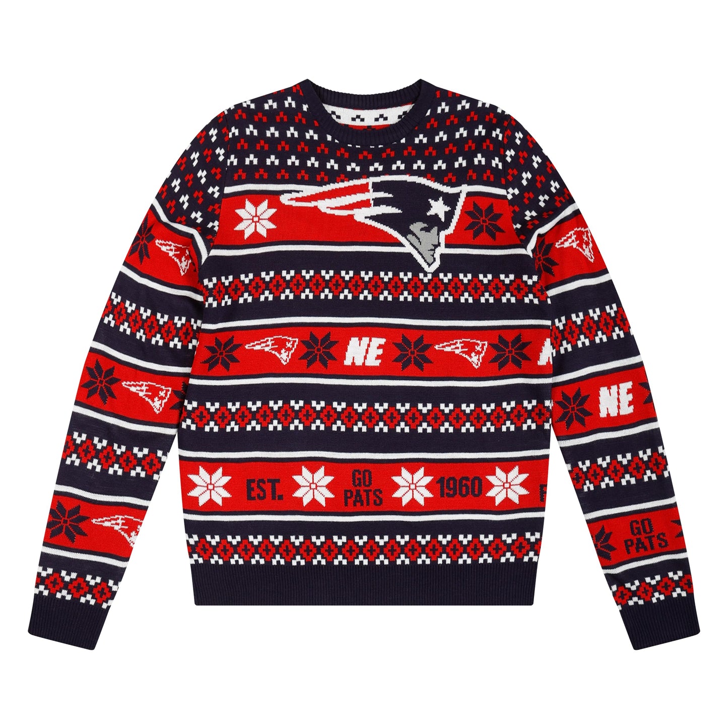 FOCO New England Patriots NFL Big Logo Ugly Sweater - Large