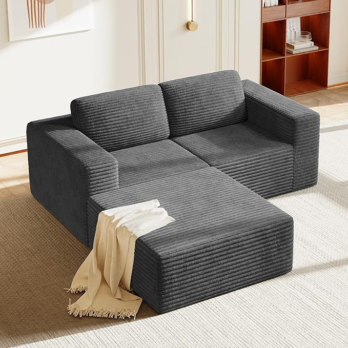 Vesgantti 80" Modular Sectional Sofa, Corduroy Cloud Couch