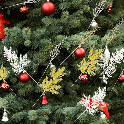 MCCVBFHH 60 Pcs Christmas Glitter Artificial Pine & Cedar Branches - Sparkly Stems Picks for Christmas Tree,Garland,Wreath,Holiday Party & Winter Home Decor