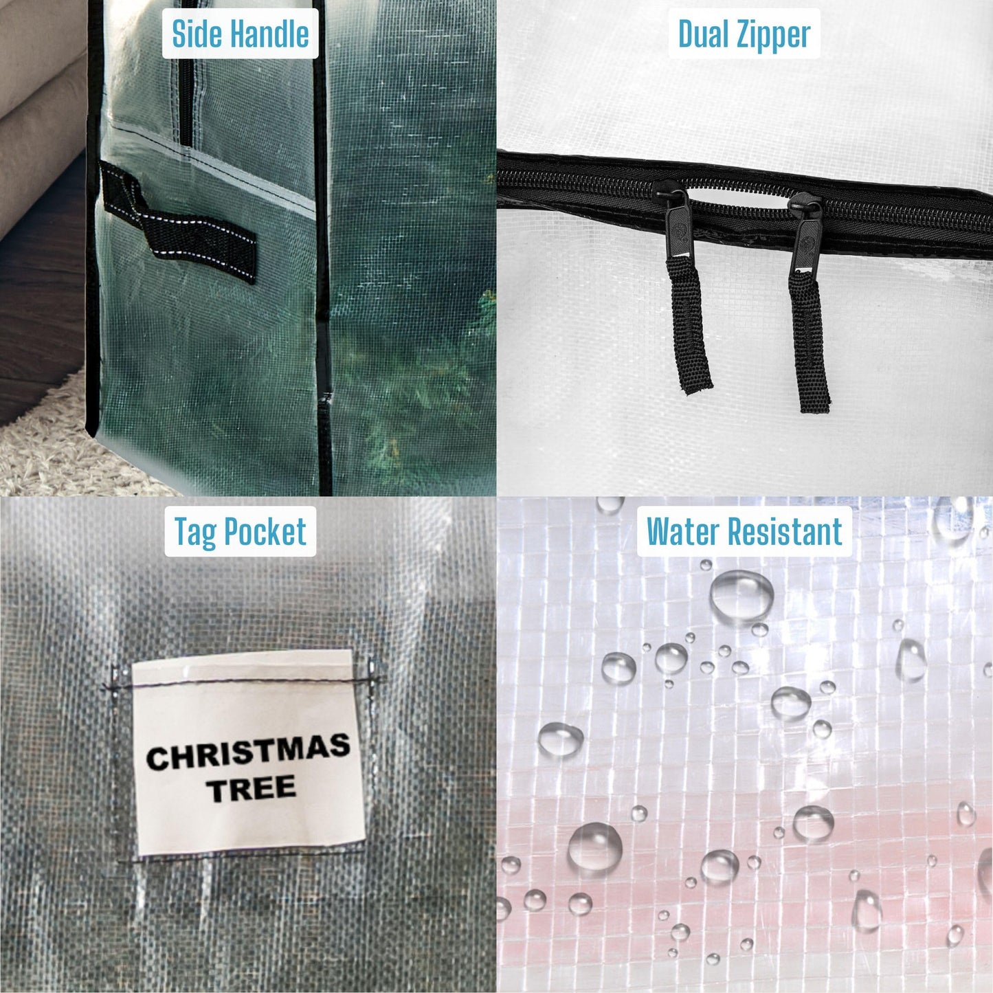VENO 2 Pack Clear Christmas Tree Storage Bag - Fits 7.5 Ft Artificial Trees, Heavy Duty Large Bags with Zipper, Durable Handles, and Labeling Card Slot, Alternative to Storage Boxes with Lids (2 Pack)