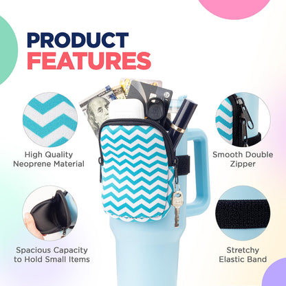 Water Cup Bottle Pouch Accessory | Compatible with Stanley Tumbler| Great for Workouts, Gym, Running, Walking, Sports| Keeps Cards, Keys, and Earphones Safe| Fun and Cute Designs (Volleyball)