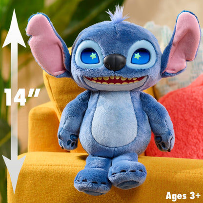 Just Play Disney Stitch Many Moods 34,3 cm Interactive Plush, 50+ Sounds & Phrases, LCD Eyes, inspired by Disney's new live-action Lilo & Stitch movie, Toy for Fans, Girls, Boys, Kids 3