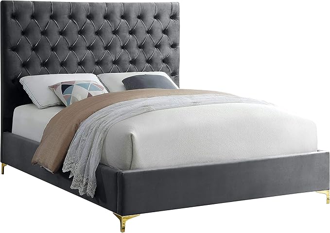 Meridian Furniture Cruz Collection Modern | Contemporary Velvet Upholstered Bed