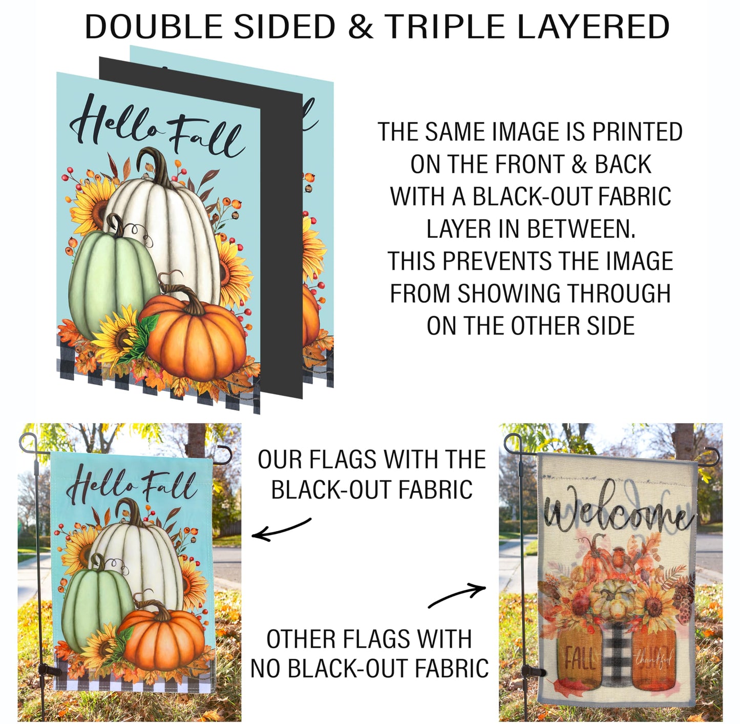 Double Sided Seasonal Garden Flags - Yard Flags Made of 100D Polyester - 12 Holiday Design Flags for All Seasons - Spring, Winter, Christmas, Thanksgiving - 12.75x18.5 Inch (Without Flagpole)