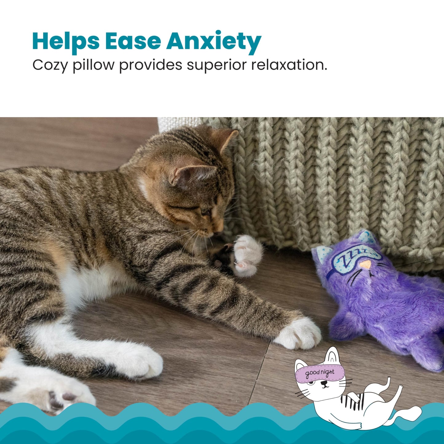 Catstages Purr Pillow Kitty Calming Cat Toy with Touch-Activated Purring and Soft Plush, Purple - Helps Reduce Stress & Provide Anxiety Relief for Cats, X-Large
