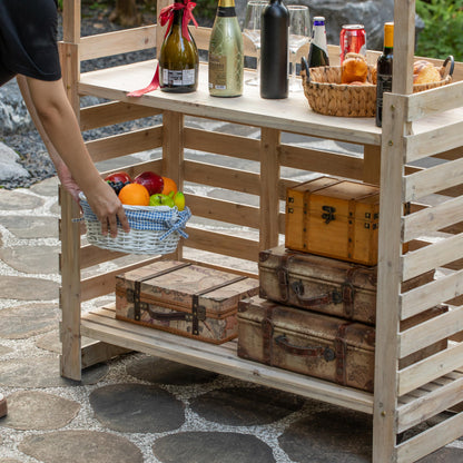Vintiquewise Multi-Use Wooden Outdoor Bar Counter with Roof – Garden & Patio Serving Station, Backyard Drink & Snack Bar, Lemonade Stand, Event Booth for Home Parties, Weddings & BBQs