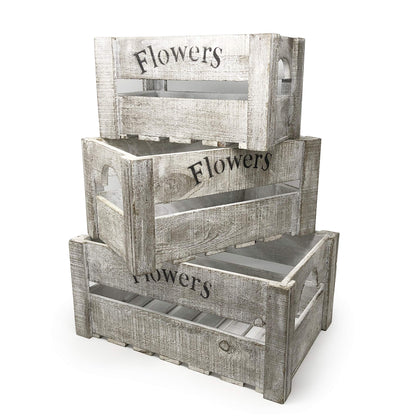 allgala 3-PC Set Wooden Boxes Planter Trough for Flower pots - Indoor Outdoor Decoration - Storage Display Boxes