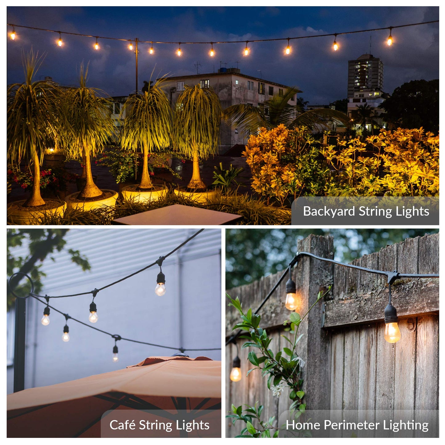 Simba Lighting String Light Outdoor S14 Replacement Bulb 11W E26 Medium Screw Base for Decorating Patio, Café, Pergola, Porch, Clear Glass, 11 Watt 110V 120V, 2700K Warm White, Dimmable, 20 Pack