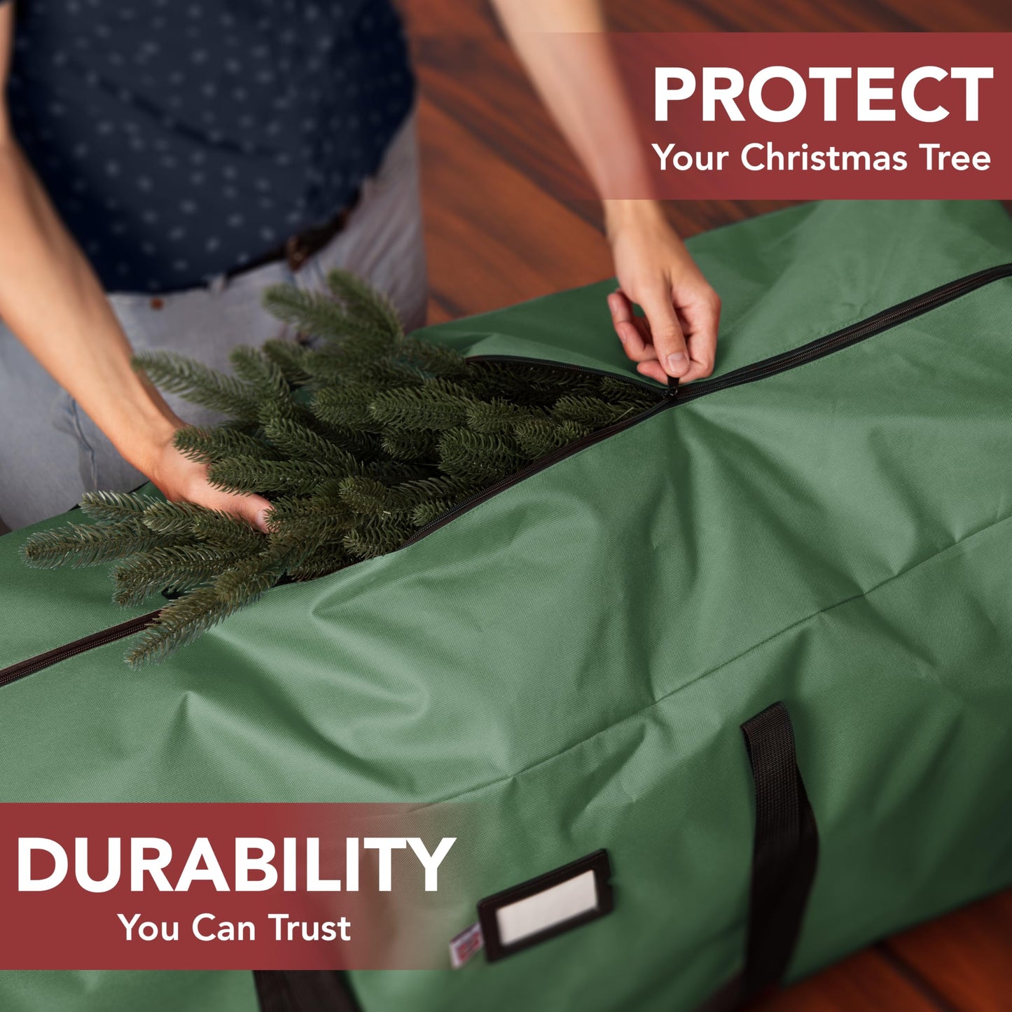 Holiday Cheer Christmas Storage Bag Heavy Duty Fits Up to 7.5ft Tall Artificial Tree, Waterproof with Durable Handles & Zipper Xmas Tree Storage Bag (Green)