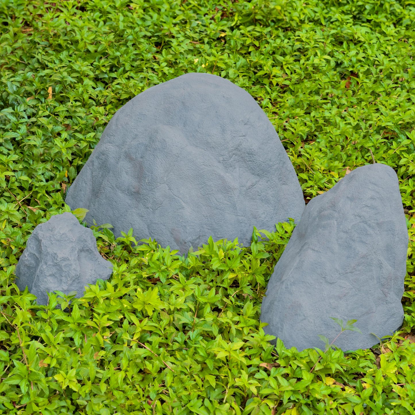 Gardenised Decorative Outdoor Weather-Resistant Artistic Artificial Faux Stone Rock, Garden Patio Granite Grey Fiberglass Stone, Charm Shaped