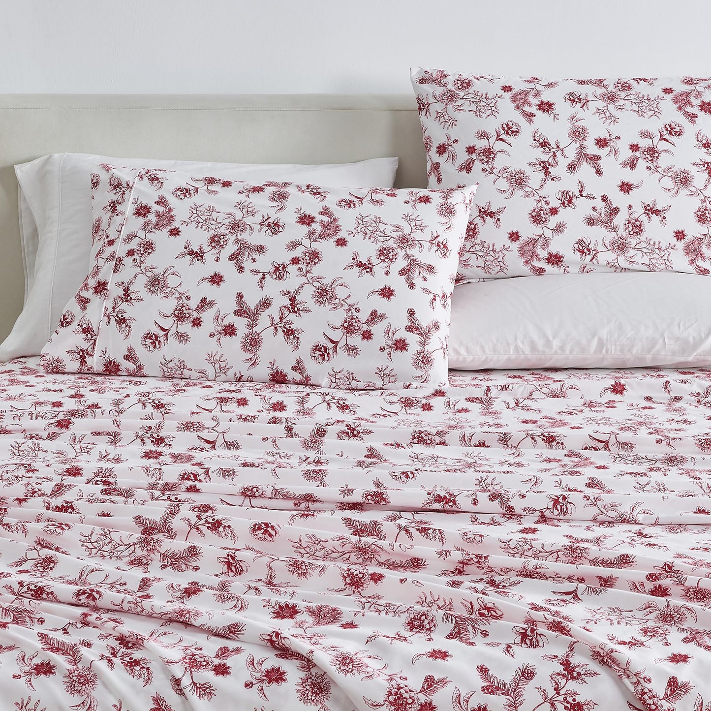 Great Bay Home King Size Floral Microfiber Sheet Set - 4-Piece Ultra-Soft, Brushed Bedding Sheets & Pillowcases - Wrinkle Free, Comfortable, All-Season Bed Sheets (Jolly Floral)