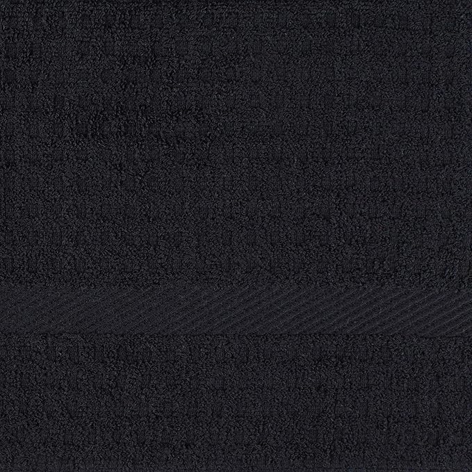 DII Basic Terry Collection Waffle Dishtowel Set, Solid Black, 4 Piece