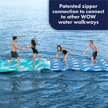 Wow Sports Inflatable Water Walkway Mat - Palm Leaf - 10 x 6 ft - Connects to Boats & Other Mats - for Kids & Adults