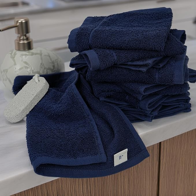 Tens Towels Pack of 60 Washcloths, 12 x 12 Inches, Lighter Weight, Quick to Dry