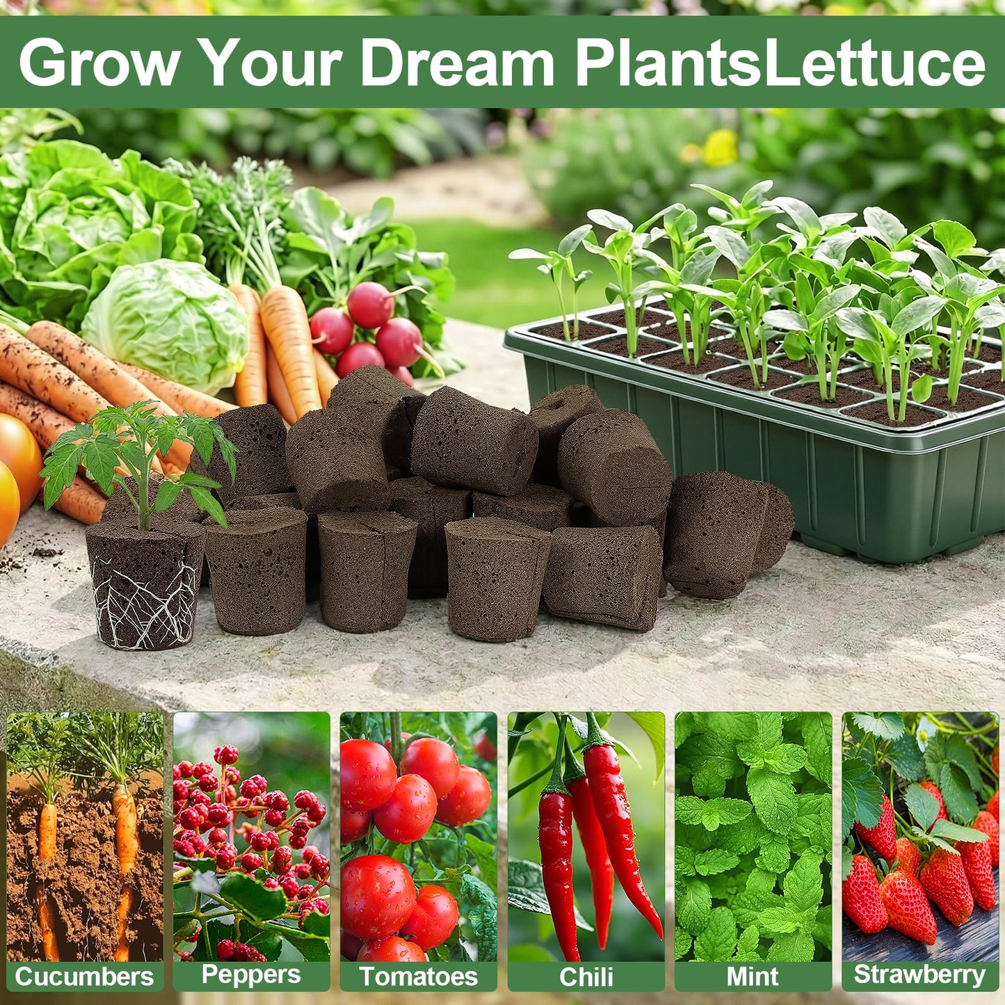 Grow Sponges with Tray, 24 Pack Seed Starter Pods & Starter Plugs for Cuttings, Hydroponic Grow Sponges for Seed Starting, Plant Plugs for Herbs Vegetables Flowers, Easy Transplant Rooter Pods