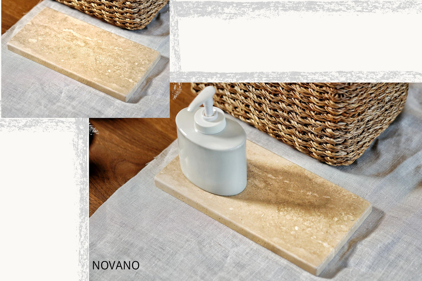 Astavostone Travertine Tray, Beige Natural Stone Decor Tray for Bathroom Vanity Decorative Rectangle Stone Board for Jewelry, Keys, Perfume,Coffee Table,Organizer (9.5''X4.7'')