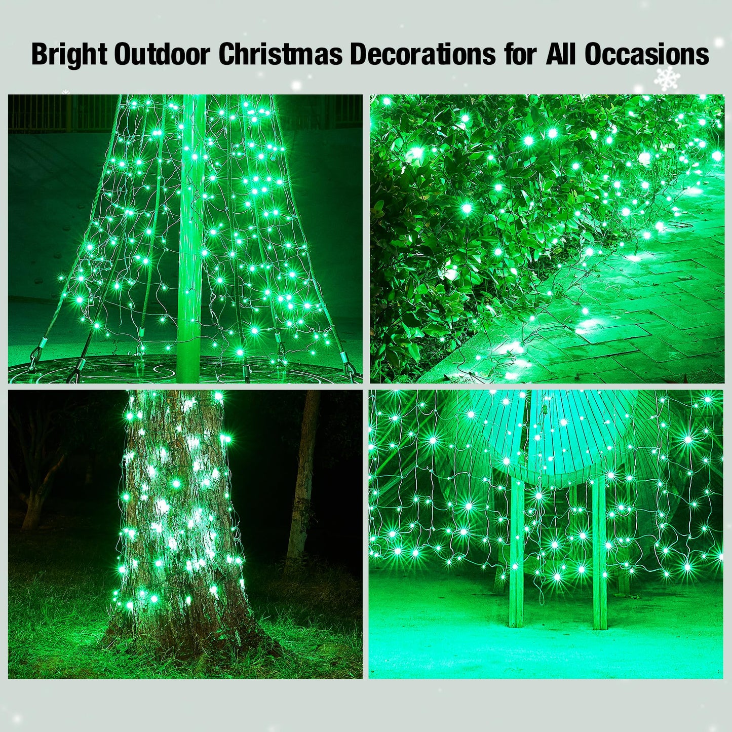 Sylampow Led Green Christmas Net Lights Outdoor Christmas Bushes Lights 120Led 6ftx5ft, Connectable Outdoor Indoor Mesh Net Lighting for Xmas Holiday, Garden, Lawn, Shrubs, Trees, Bushes Decorations