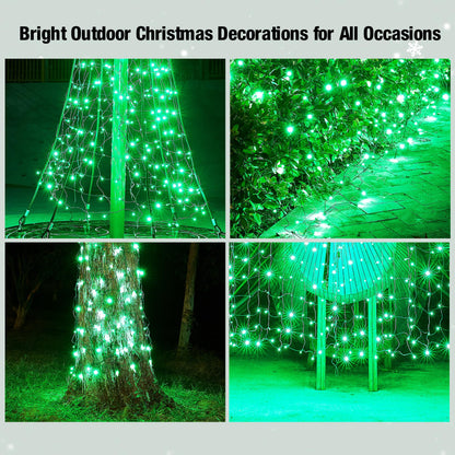 Sylampow Led Green Christmas Net Lights Outdoor Christmas Bushes Lights 120Led 6ftx5ft, Connectable Outdoor Indoor Mesh Net Lighting for Xmas Holiday, Garden, Lawn, Shrubs, Trees, Bushes Decorations