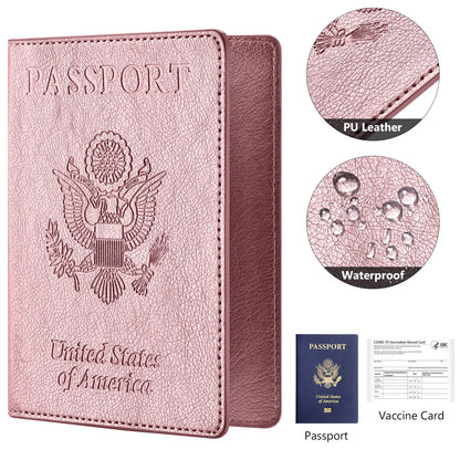 Eoehro 2Pack Passport Holder Wallet Cover Case, Travel Essentials for Women and Men