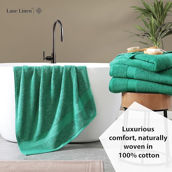 LANE LINEN 100% Cotton Oversized Bath Towels Set of 4