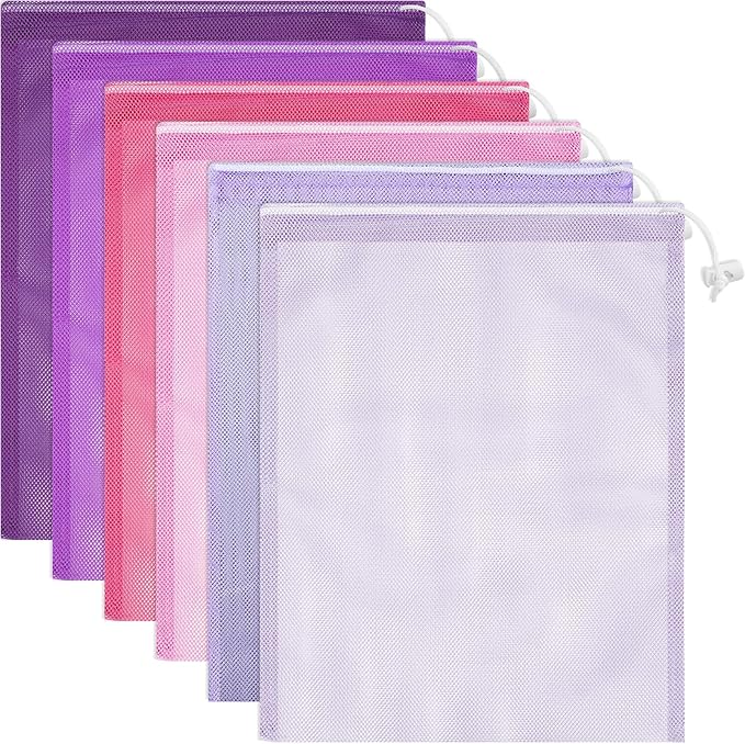 Frienda 6 Pieces Mesh Stuff Sack, 11 x 15 Inch Durable Nylon Drawstring Laundry