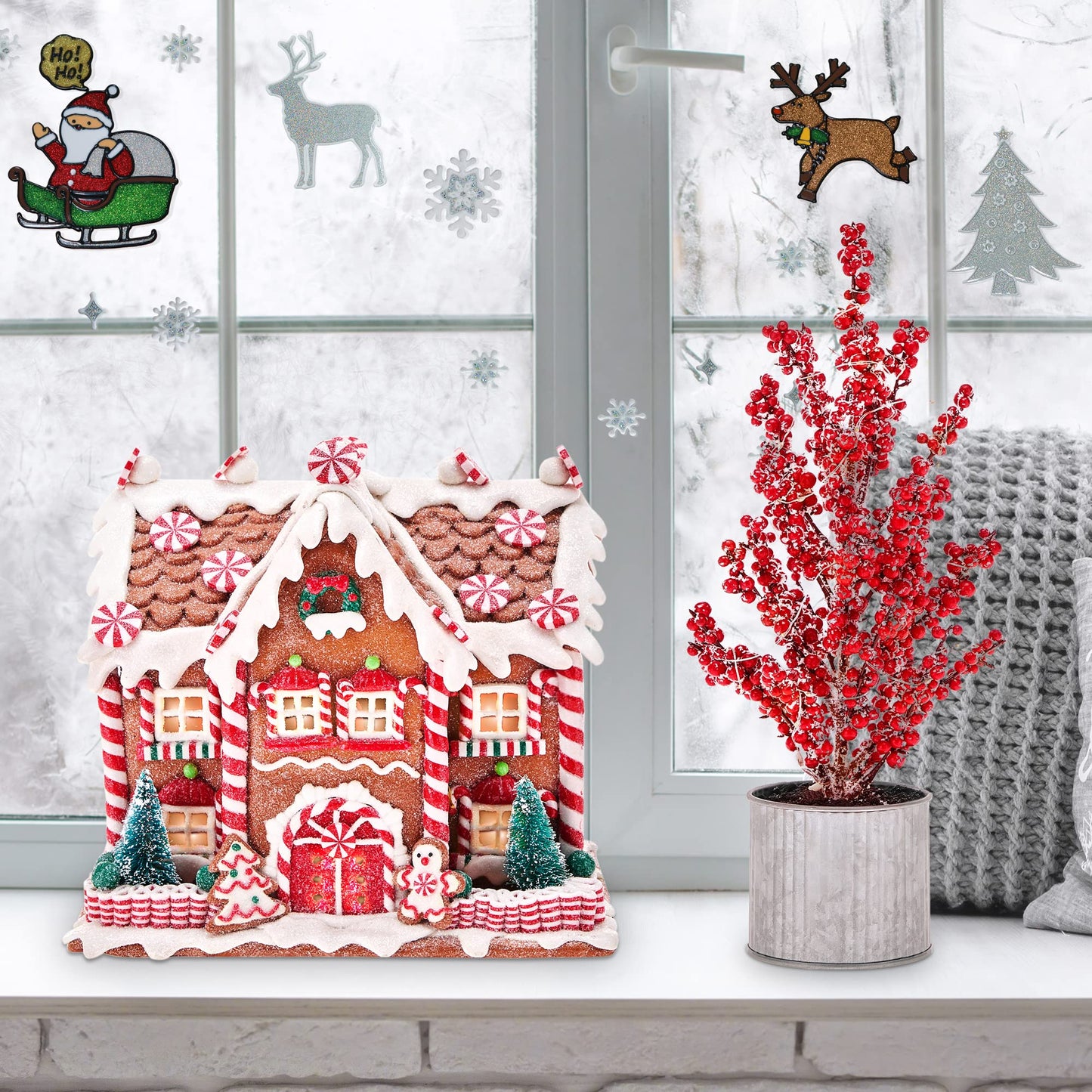 KPCB Gingerbread House Decorations - Gingerbread Decor 8.7 inches - Classic Christmas Village Figurines with Detailed Handcrafted Elements - Table Centerpiece Cookie Holiday Decor